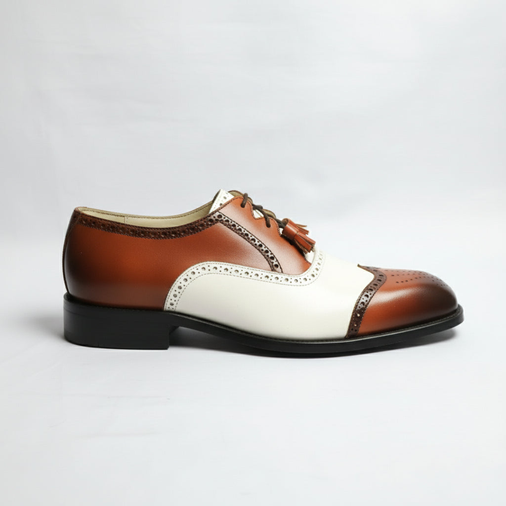 side-view - Men's Two-tone Calf Leather Oxford Dress Shoes