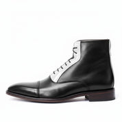 Men's Two Tone Cap Toe Leather Ankle Boots - side-view
