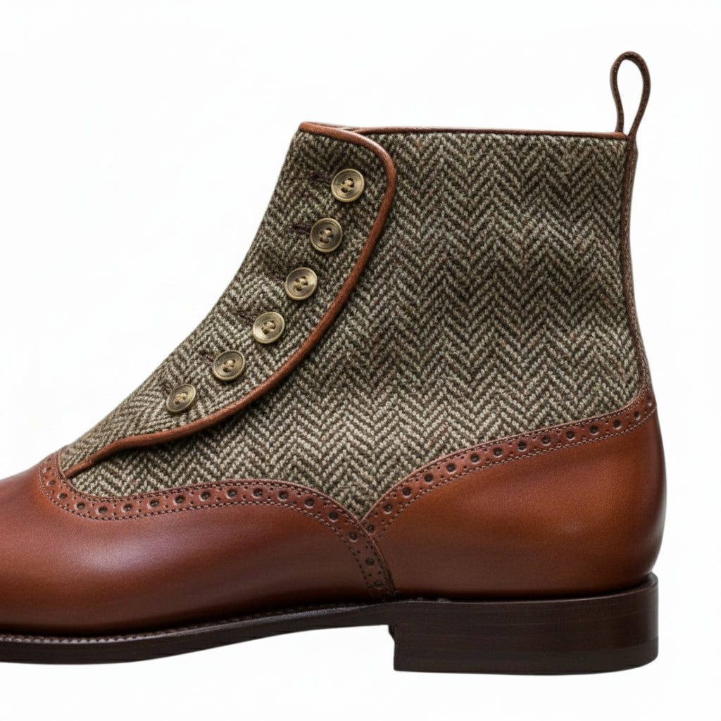 Men's Two-Tone Cap Toe Leather Boots - side-view