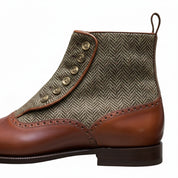 Men's Two-Tone Cap Toe Leather Boots - side-view