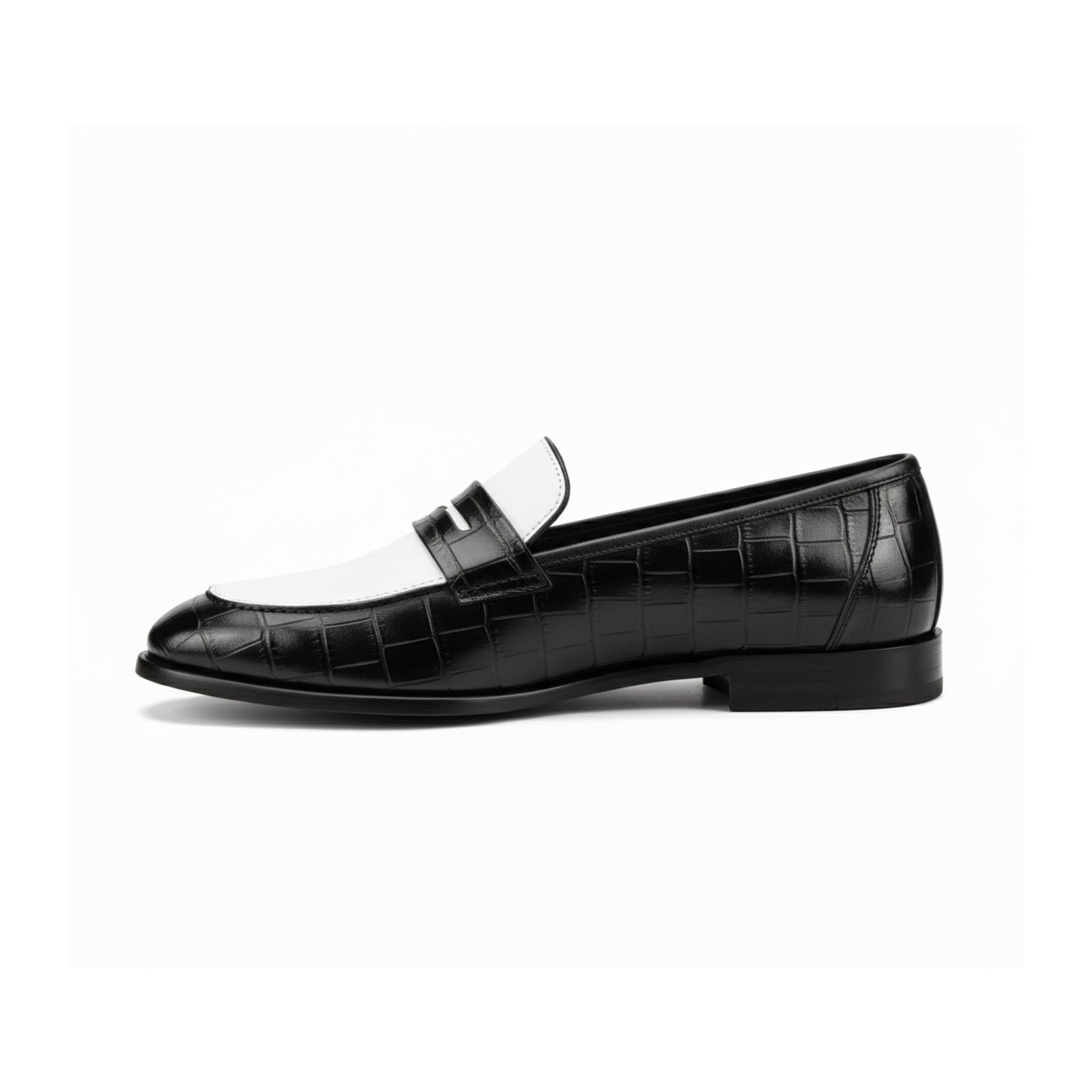 Men's Two-tone Crocodile Leather Moccasins Loafers - side-view