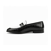 Men's Two-tone Crocodile Leather Moccasins Loafers - side-view