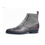 Men's Two-Tone Leather Button Boots - side-view