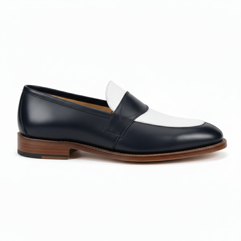 Men's Two-Tone Leather Loafer Moccasins - side-view