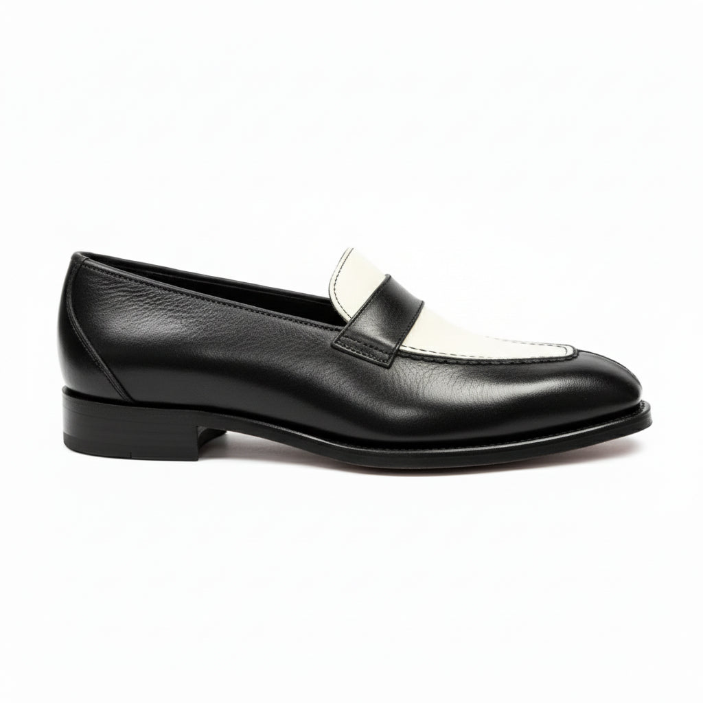 side-view - Men's Two Tone Leather Moccasin Shoes