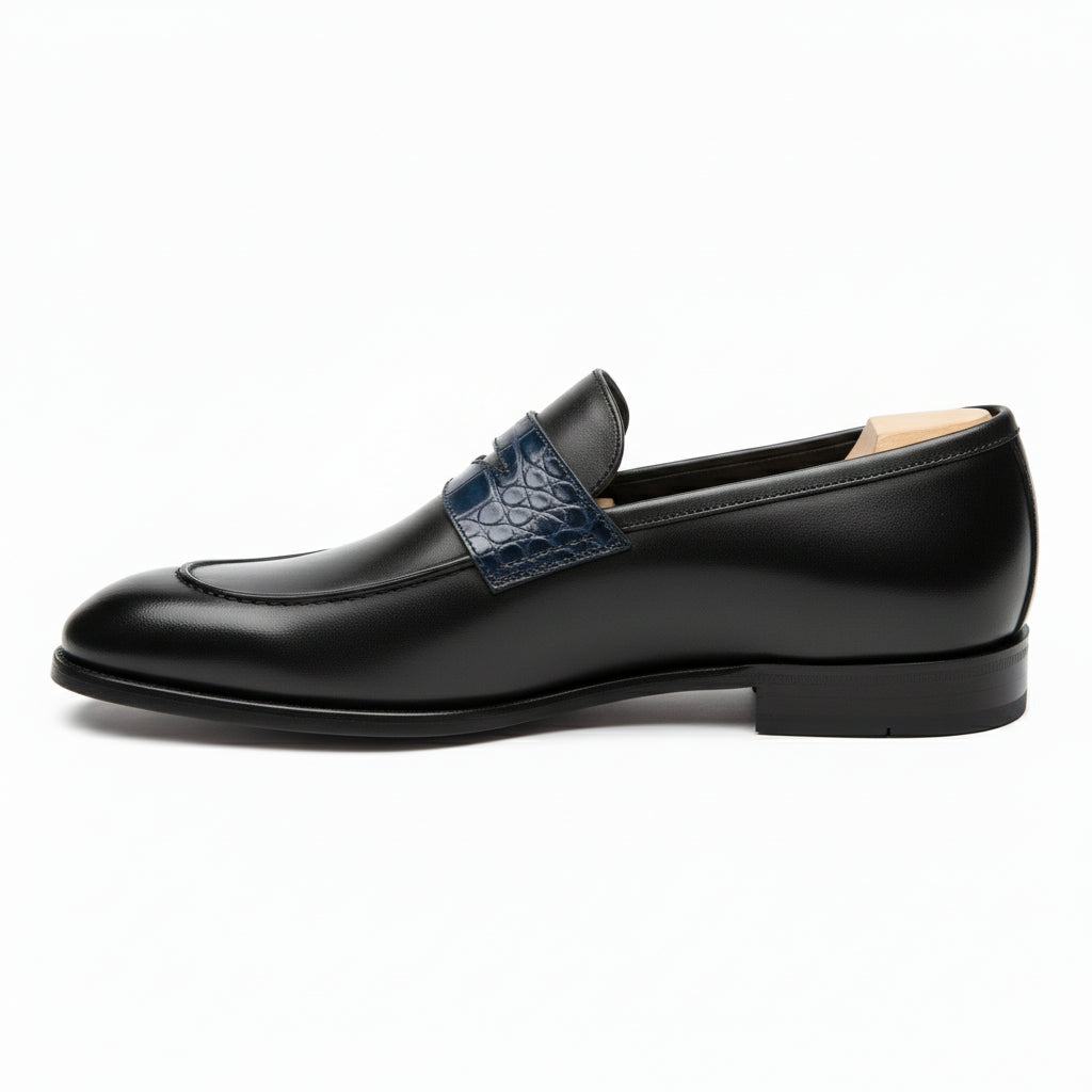 Men's Two-Tone Leather Moccasins Loafers - side-view