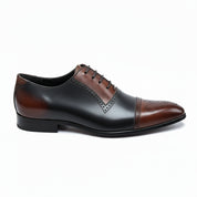 side-view - Men's Two Tone Leather Oxford Spectator Shoes with Pointed Toe