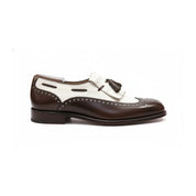 side-view - Men's Two Tone Leather Tassel Moccasins