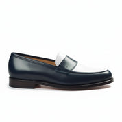 Men's Two-Tone Spectator Leather Dress Shoes in Blue and White - side-view