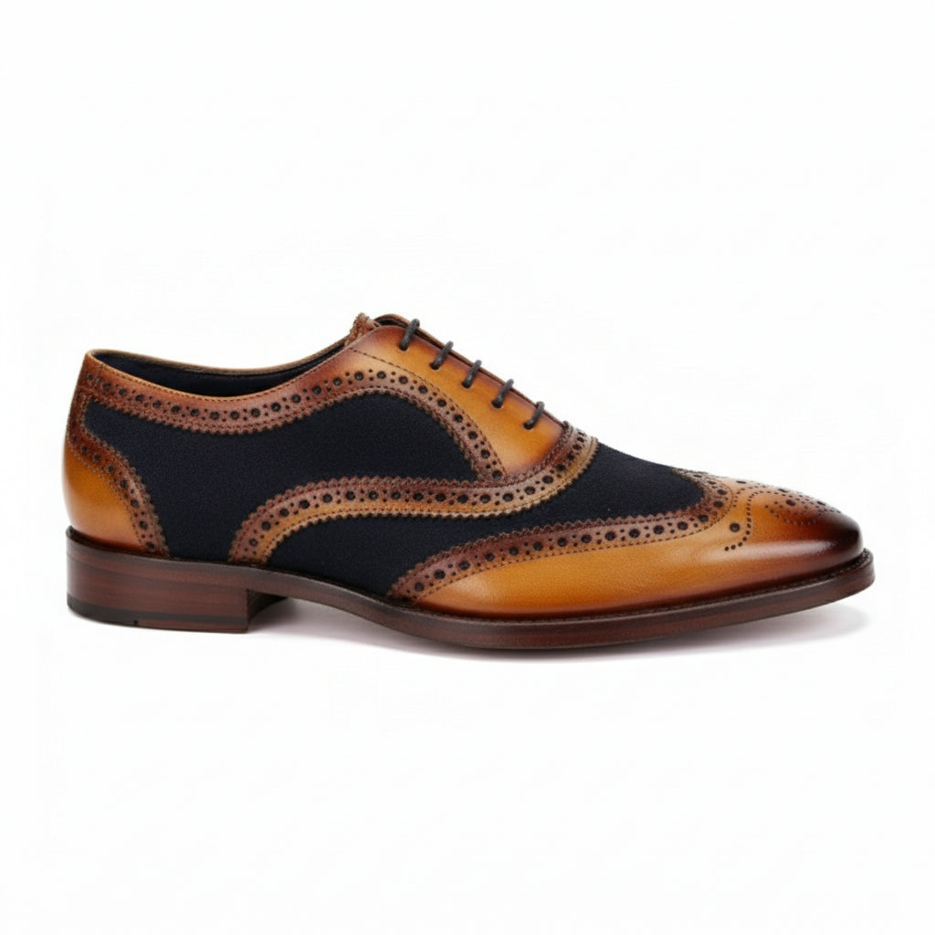 Men's Two-tone Wingtip Brogue Leather Dress Shoes - side-view