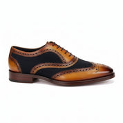 Men's Two-tone Wingtip Brogue Leather Dress Shoes - side-view