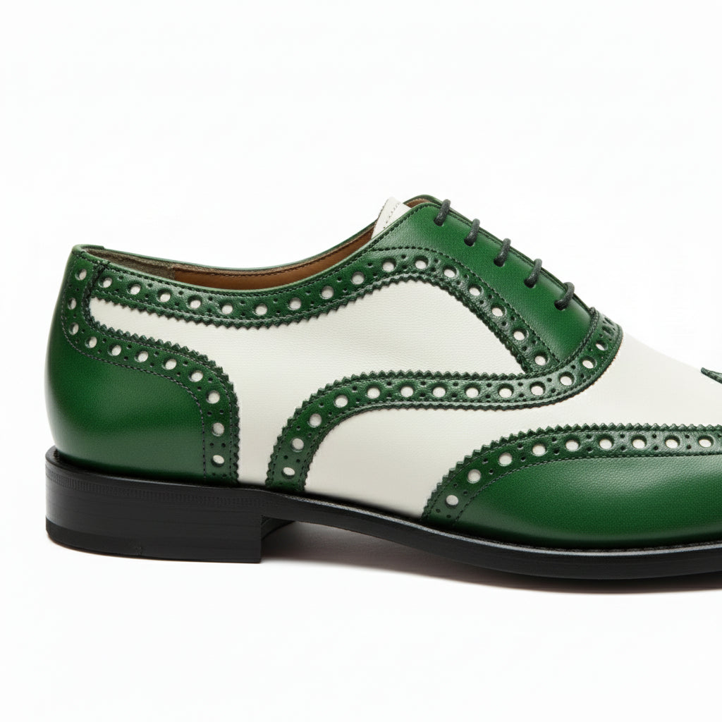 Men's Two-Tone Wingtip Brogue Leather Dress Shoes - side-view
