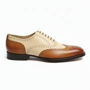 Men's Two-Tone Wingtip Brogue Leather Shoes - side-view