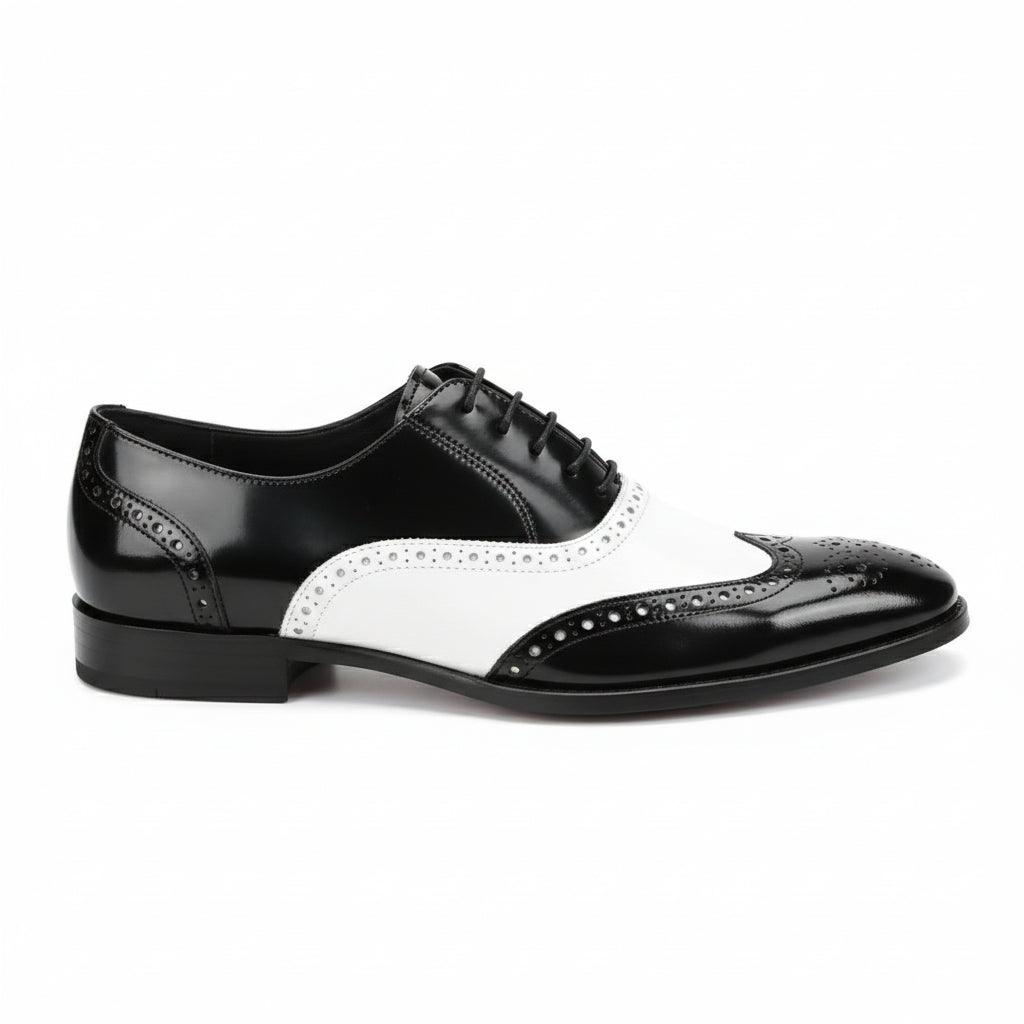 Men's Two-Tone Wingtip Leather Dress Shoes - side-view