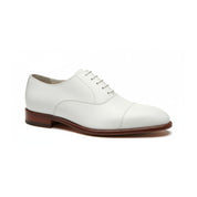 side-view - Men's White Leather Oxford Dress Shoes