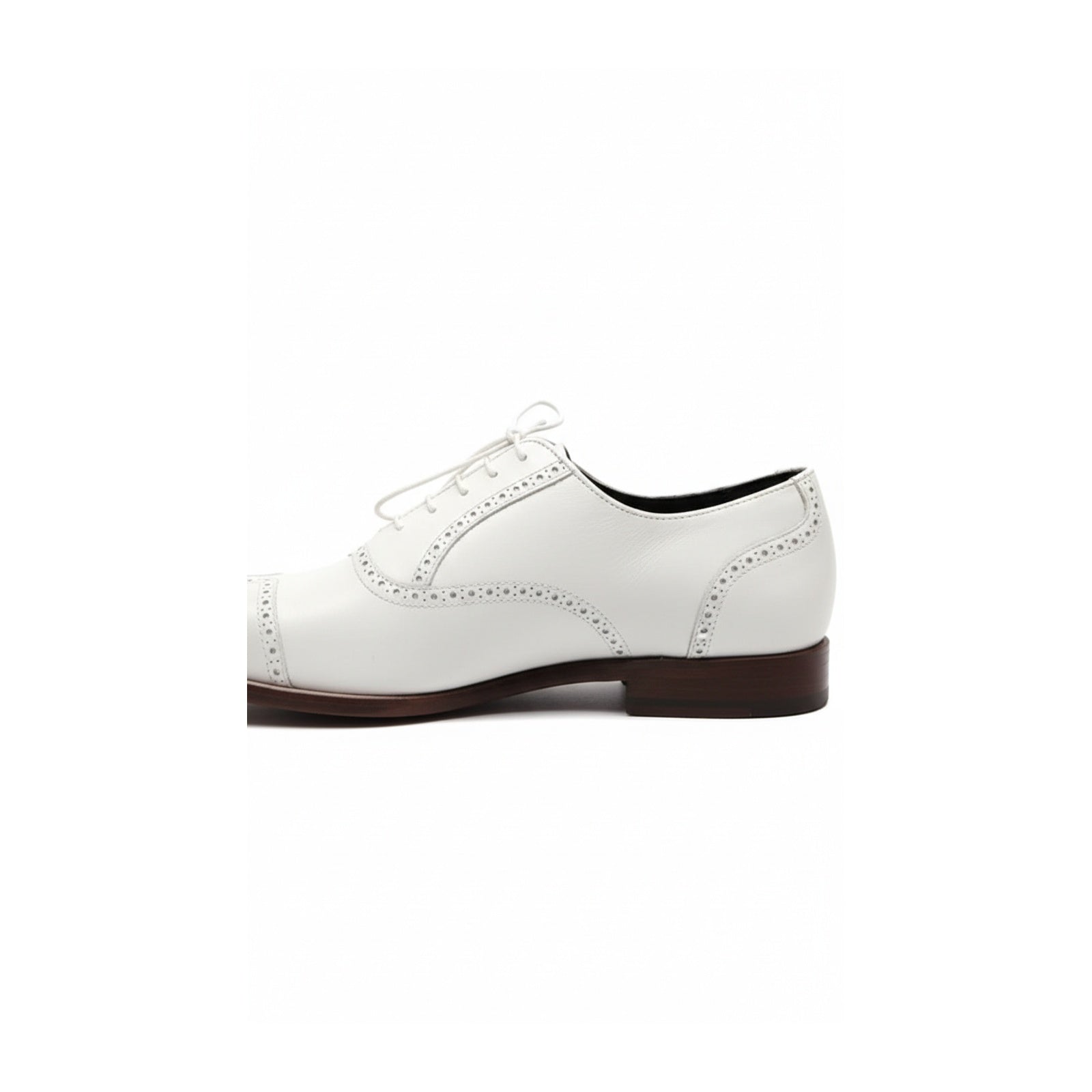 Men's White Wingtip Leather Party Shoes - side-view