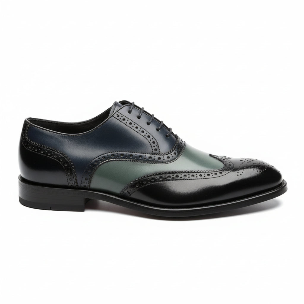Men's Wing Tip Brogue Lace Up Leather Shoes - side-view