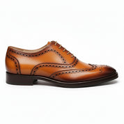 Men's Tan Leather Wingtip Oxford Dress Shoes - side-view