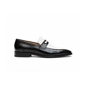 Spectator Shoes with Crocodile Skin Texture, Two Tone Design - side-view