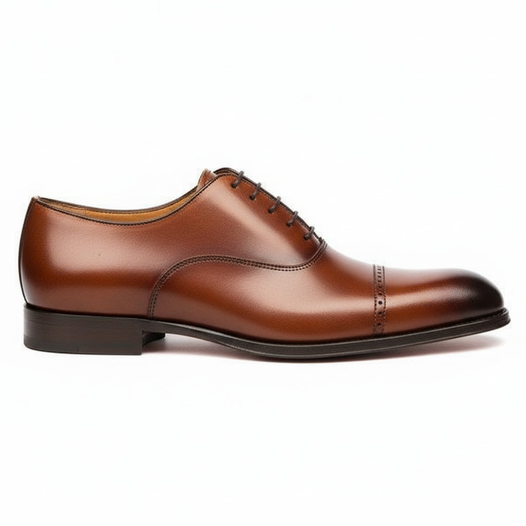 Tan Brown Oxford Dress Shoes for Men - side-view