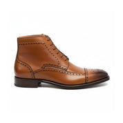 Tan Brown Wing Tip Brogue Ankle Boots - side-view
