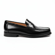 Men's Black Leather Penny Loafers - side-view