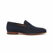 Men's Blue Suede Leather Loafers – Slip-On Design - side-view