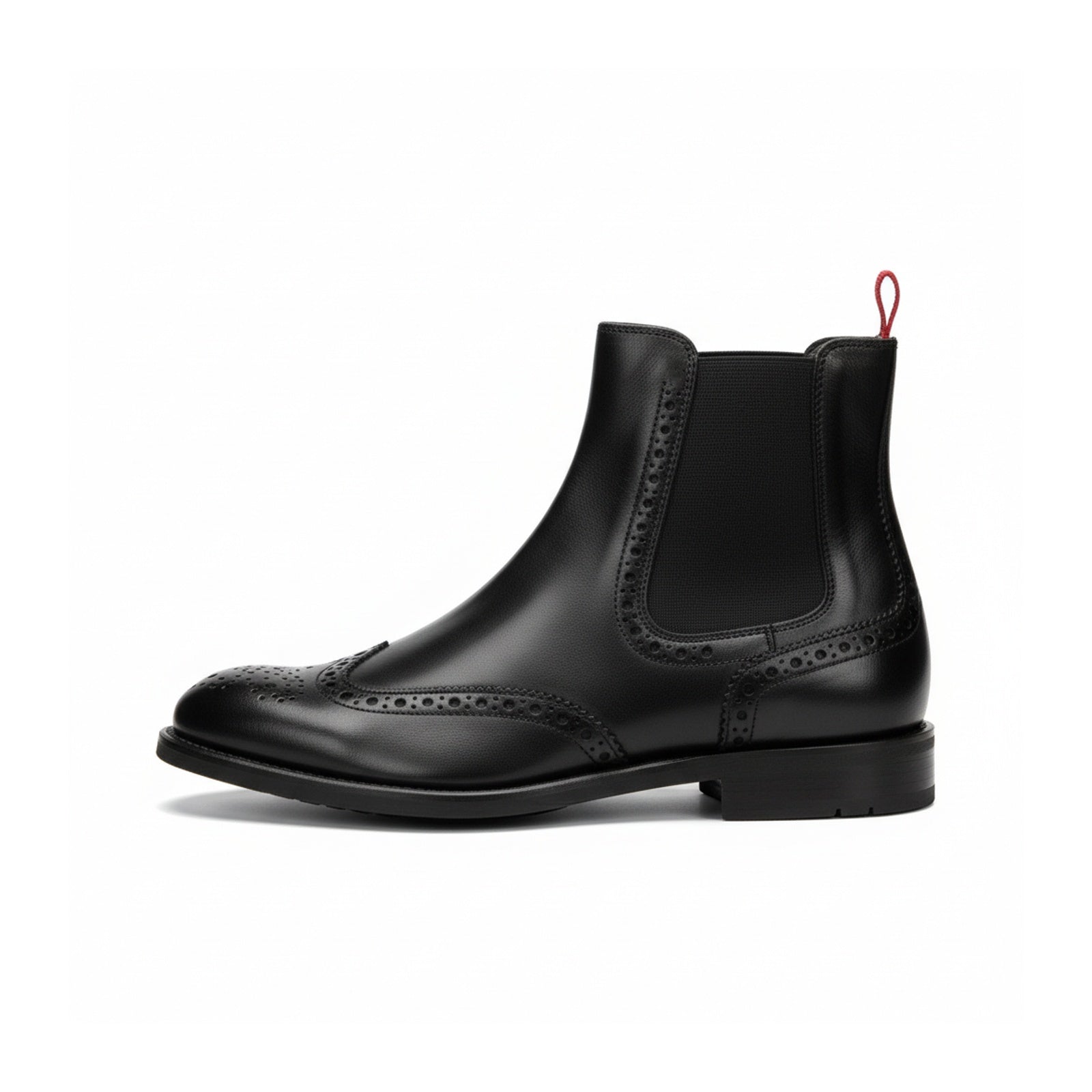 side-view - Unisex Black Leather High Ankle Boots