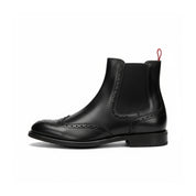 side-view - Unisex Black Leather High Ankle Boots