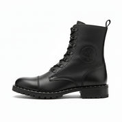 side-view - Women's Handmade High Ankle Genuine Leather Biker Boots