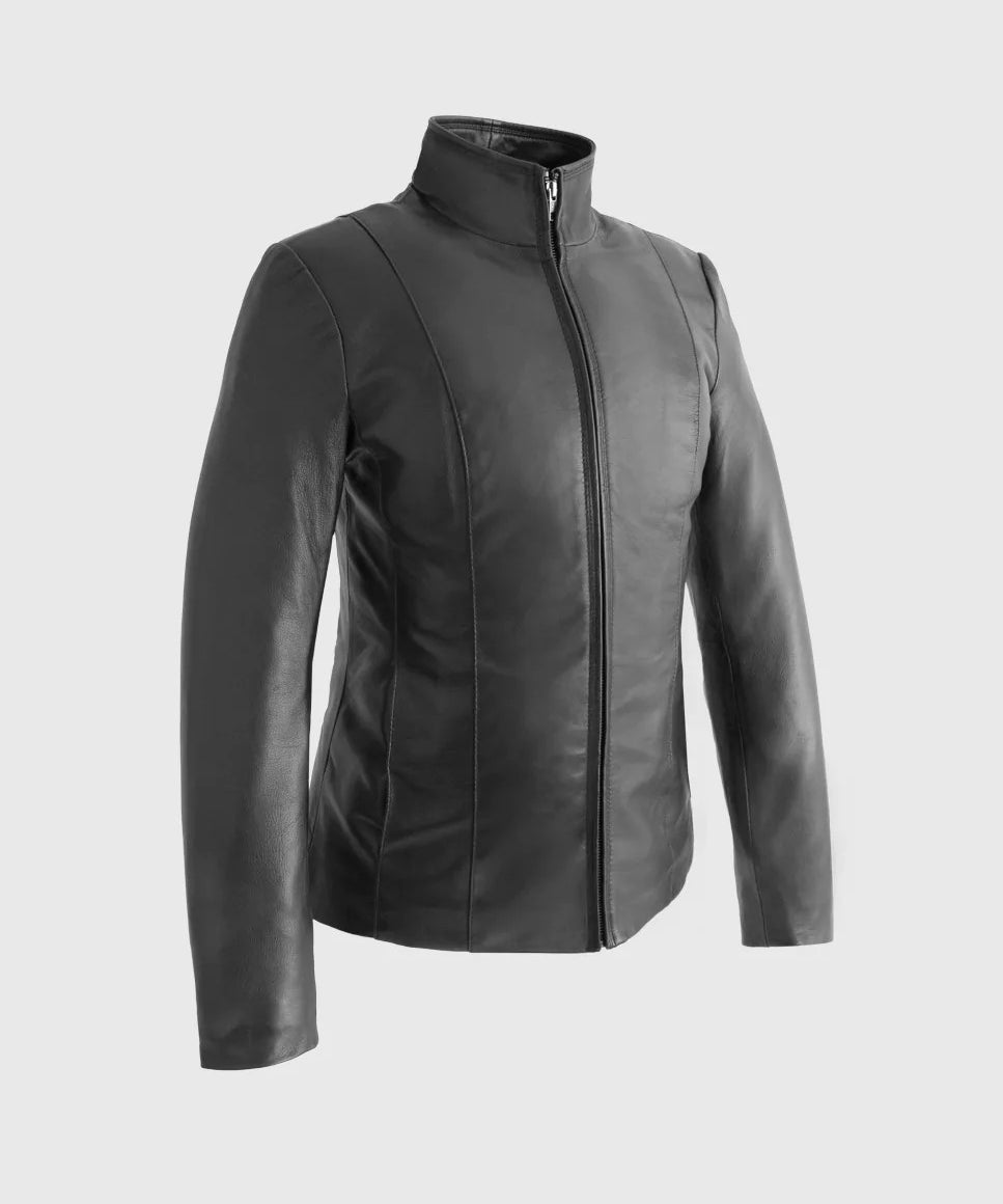 Gothic Women's Lambskin Leather Jacket, Black Soft Leather Women's Jacket