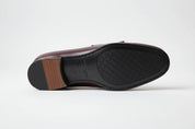 sole-view - Handmade Men Elegant Brown Fringe Shoes, Leather Penny Loafer Shoes for