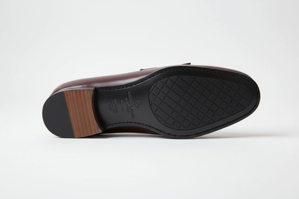 sole-view - Handmade Men Elegant Brown Fringe Shoes, Leather Penny Loafer Shoes for
