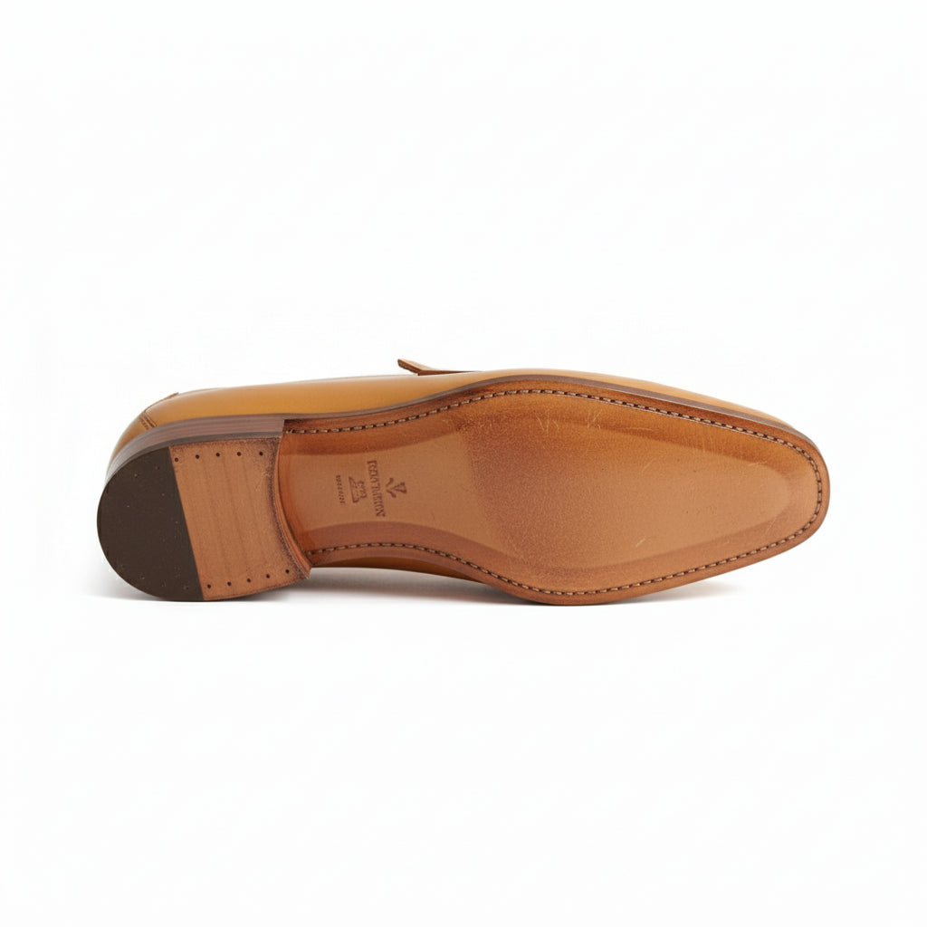 sole-view - Handmade Men Formal Shoes, Tan Color Leather Moccasins Shoes Loafer