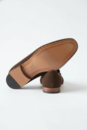 sole-view - Handmade Men Brown Loafer Shoes for Men with Tassel, Men Loafer Shoes