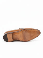 sole-view - Handmade Men Tan Brown Brogue Leather Shoes, Leather Moccasins Loafer