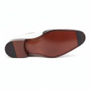 Black and White Leather Brogue Dress Shoes - sole-view