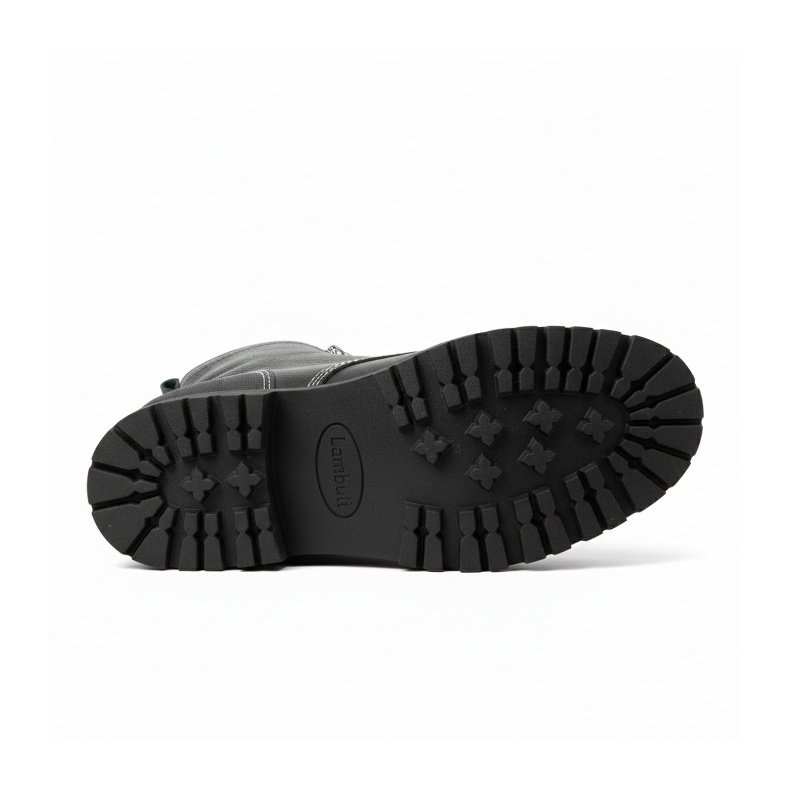 sole-view - Black Lace-Up Leather Motorcycle Boots