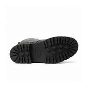 sole-view - Black Lace-Up Leather Motorcycle Boots