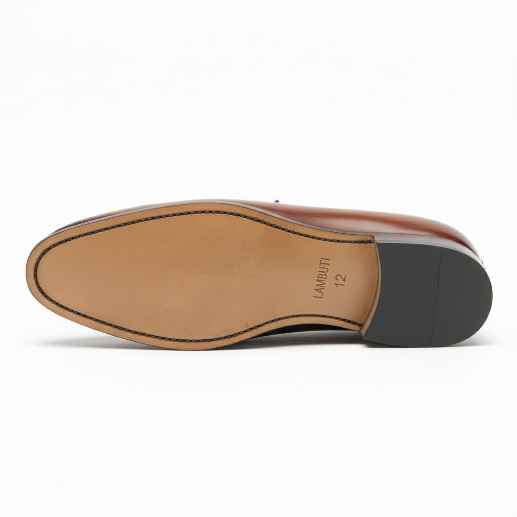 Brown Leather Tassel Moccasins Formal Dress Shoes - sole-view