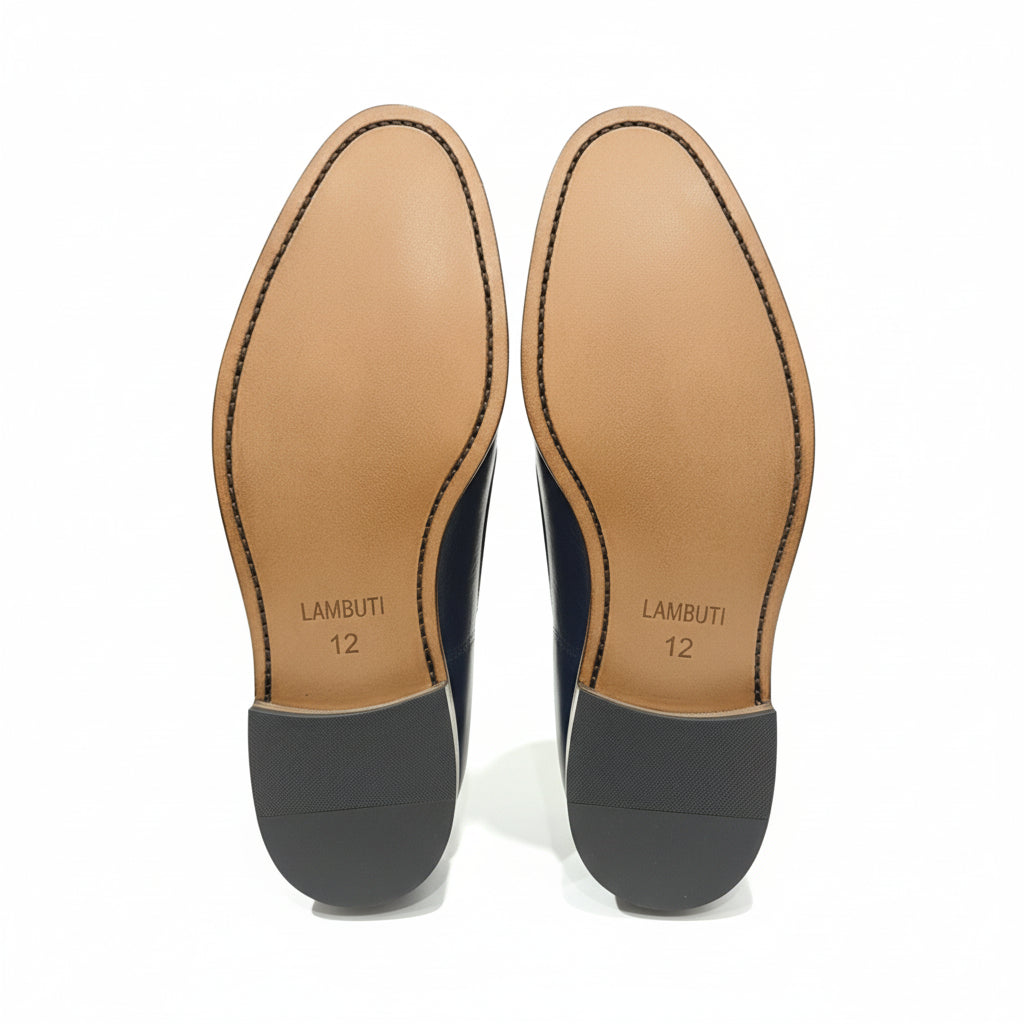 Brown Leather Tassel Moccasins Formal Dress Shoes - sole-view