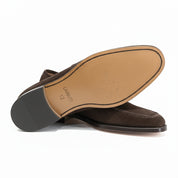 Brown Suede Leather Moccasins Loafer Slip Ons - sole-view