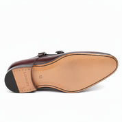 Burgundy Monk Leather Shoes - sole-view