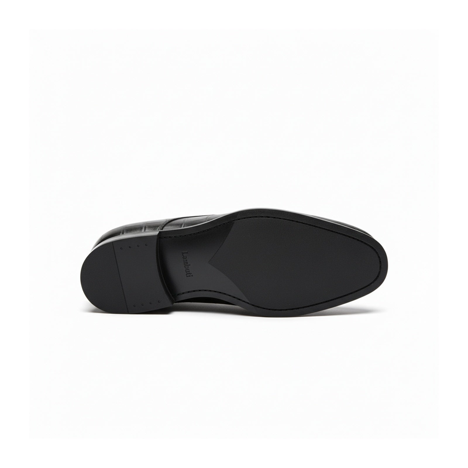 sole-view - Crocodile-Texture Black Leather Dress Shoes