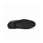 sole-view - Crocodile-Texture Black Leather Dress Shoes
