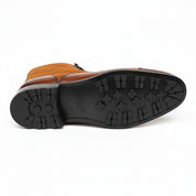 Lace-up Ankle Boots | Brown Leather & Tan Suede - sole-view