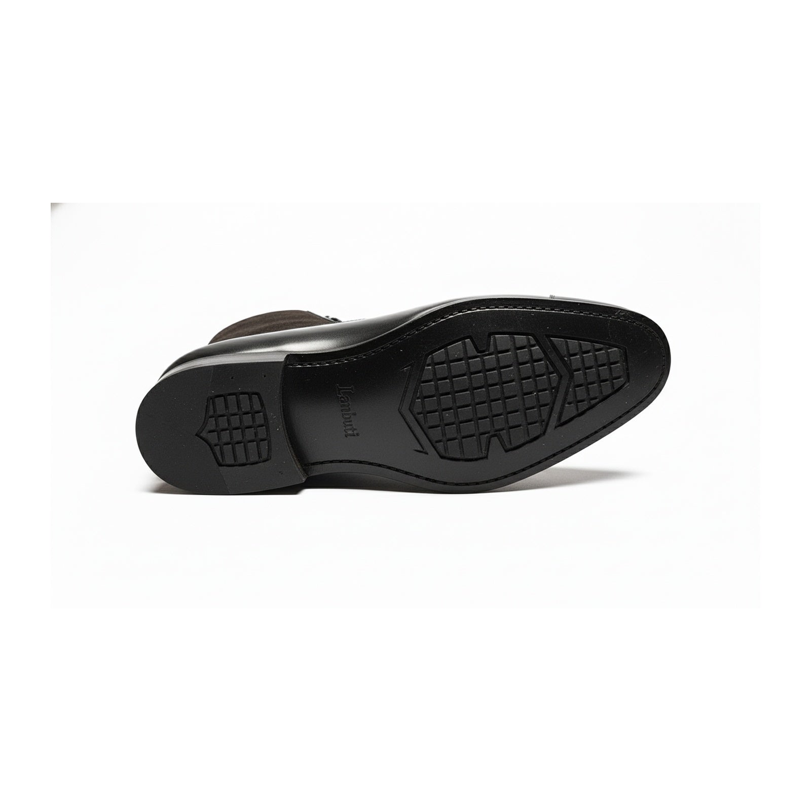 Men's Black Leather Ankle Boots with Cap Toe - sole-view
