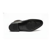 Men's Black Leather Ankle Boots with Cap Toe - sole-view