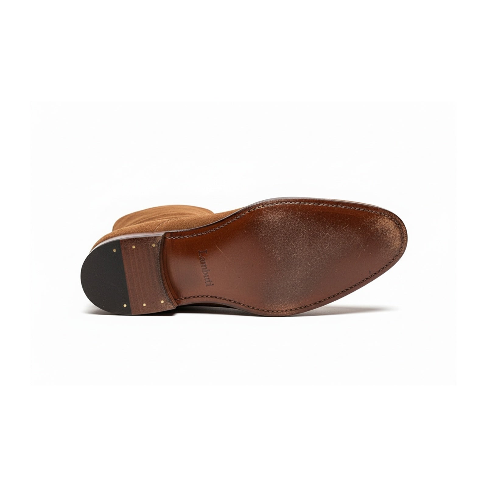 Men's Brown Suede Zipper Ankle Boots - sole-view