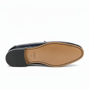 Handmade Mens Blue Alligators Shoes, Men Blue Crocodile Penny Loafer - sole-view